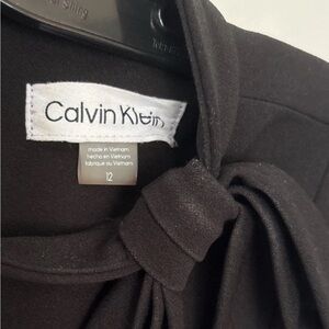 Calvin Klein Sleeveless Black Tie-Neck Sheath Dress Gold Zipper Back Size 12